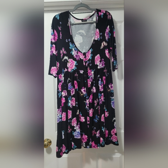 Torrid Black Dress with Pink and Purple Floral Pattern - Picture 1 of 3
